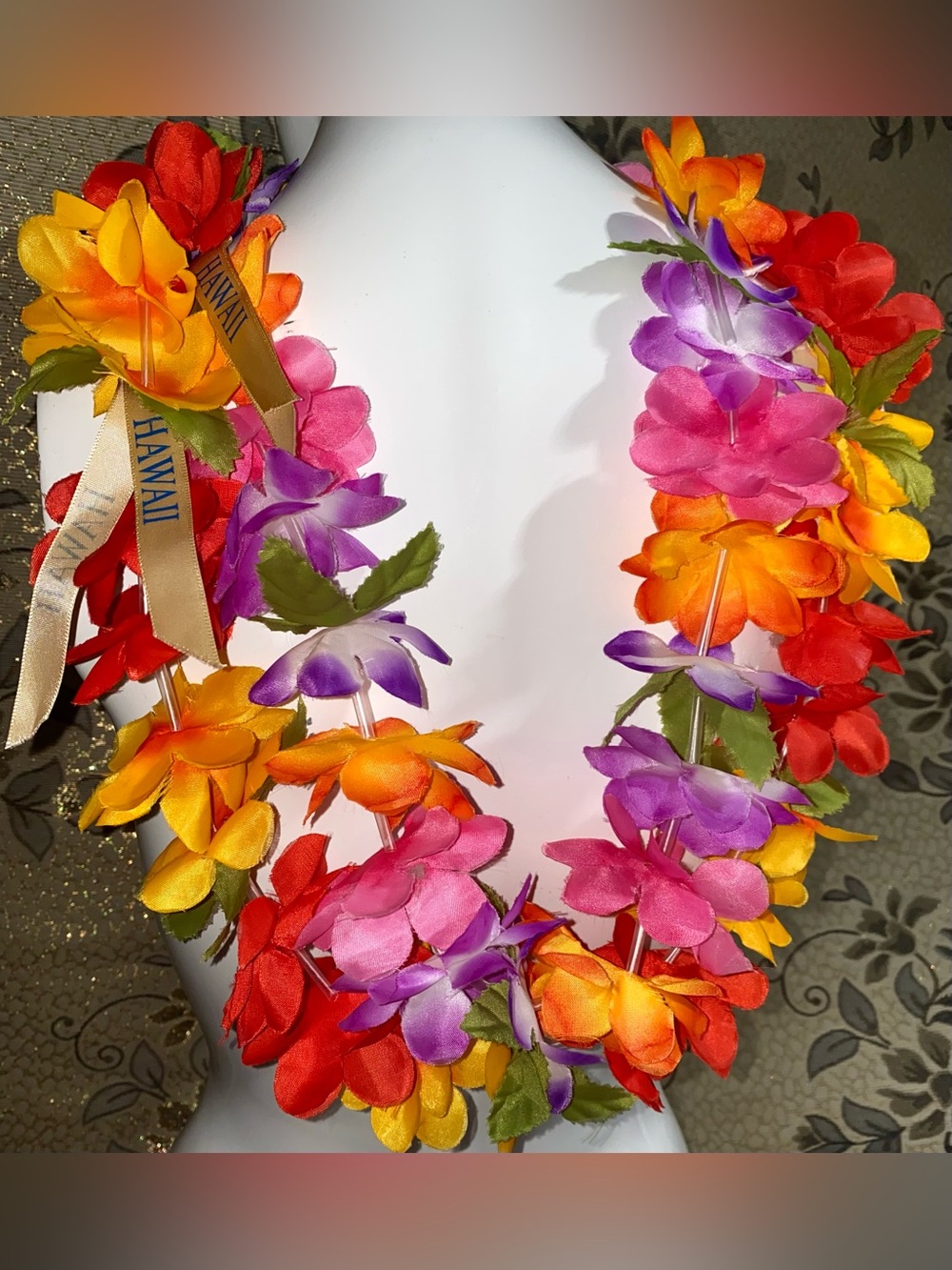 Colorful Hawaiian Flower Lei Necklace Tropical Luau Party Graduation 18”